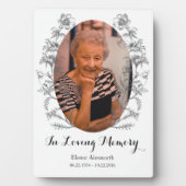 Plaque photo Mémorial Blanc Fleur Vintage (Devant)