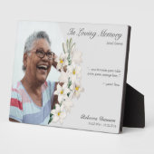 Plaque Photo Mémorial Blanc Lily Floral Keepsaké Personnalisé P (Côté)