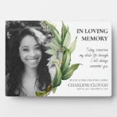Plaque photo Memorial | Cadre de feuillage vert (Devant)