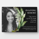 Plaque photo Memorial | Cadre de feuillage vert (Devant)