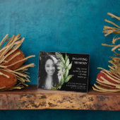 Plaque photo Memorial | Cadre de feuillage vert (Côté)