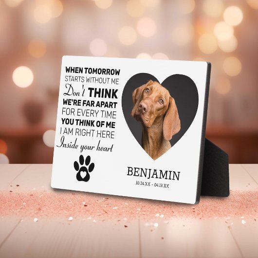 Plaque Photo Mémorial d'animal de compagnie coeur | Souvenir de