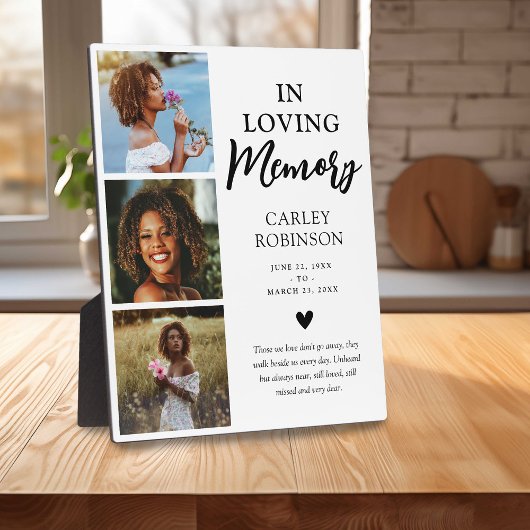 Plaque Photo Mémorial de 3 photos en souvenir