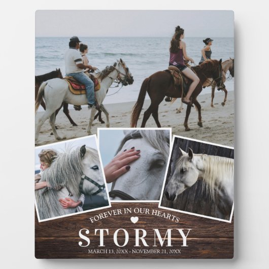 Plaque Photo Mémorial de cheval de compagnie rustique 4 Photos  (Devant)