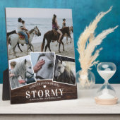 Plaque Photo Mémorial de cheval de compagnie rustique 4 Photos  (Côté)