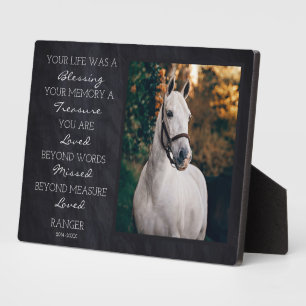 Plaque Photo Mémorial de cheval Perte d'animal Souvenir Photo d