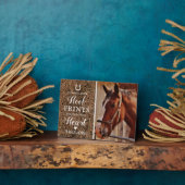 Plaque Photo Mémorial de cheval rustique - Photo de perte d'ani (Côté)