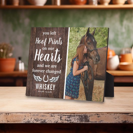 Plaque Photo Mémorial de cheval rustique | Photo souvenir