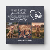 Plaque Photo Mémorial de chien photo en cuir bleu collage (Devant)