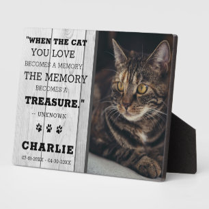 Plaque Photo Mémorial de photo de chat de compagnie en bois gri