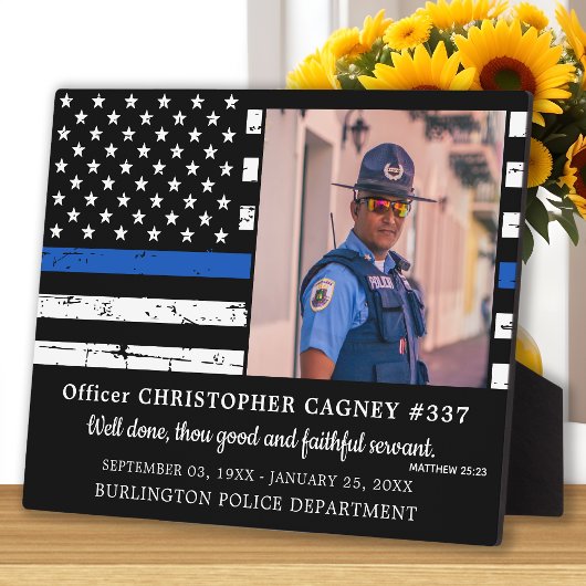 Plaque Photo Mémorial de police de la Ligne Bleue Mince