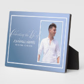 Plaque Photo Mémorial de table photo bleue (Côté)