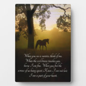 Plaque Photo Mémorial du cheval avec poème spirituel (Devant)