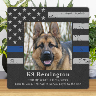 Plaque Photo Mémorial du chien policier K9 de la fine ligne ble
