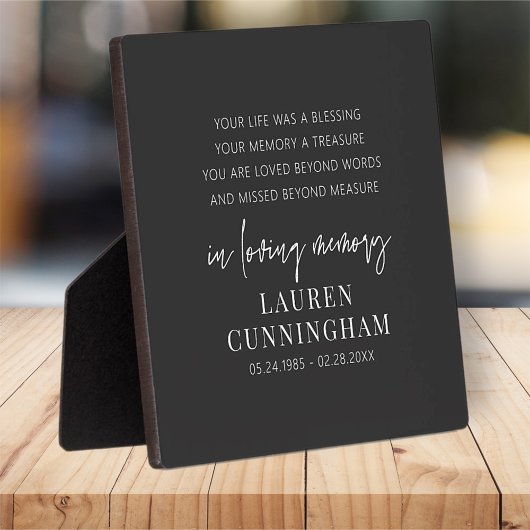 Plaque Photo Mémorial Élégant Simple Chic Moderne