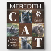 Plaque photo mémorial en bois rustique pour chat (Devant)