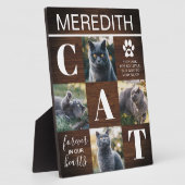 Plaque photo mémorial en bois rustique pour chat (Côté)