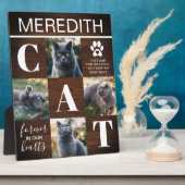 Plaque photo mémorial en bois rustique pour chat (Côté)