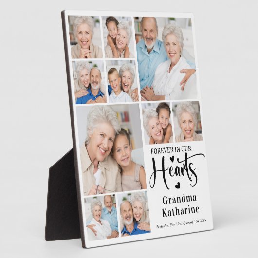 Plaque Photo Memorial Forever dans nos coeurs Custom 10 Photo (Côté)