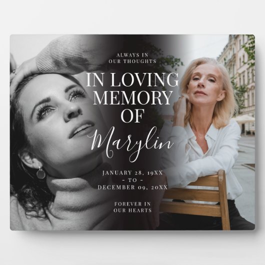 Plaque Photo Mémorial funéraire élégant Photo avant et après (Devant)