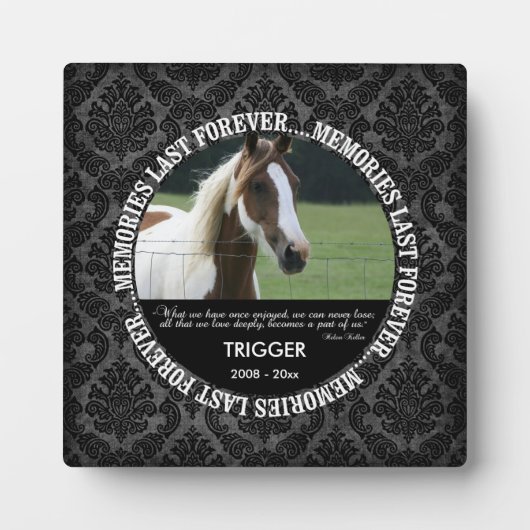 Plaque Photo Mémorial - Perte de Cheval - Photo personnalisée / (Devant)