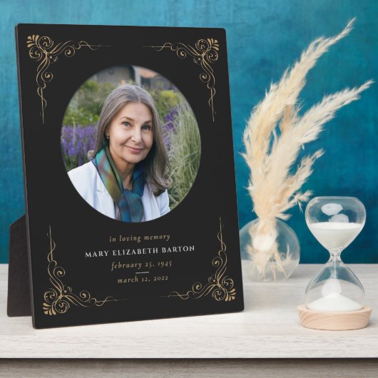 Plaque Photo Mémorial Photo Black Gold Décoratif (Côté)