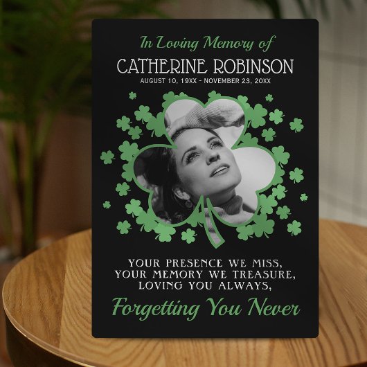 Plaque Photo Mémorial photo de trèfle Shamrock