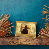 Plaque Photo Mémorial photo sur table dorée (Côté)