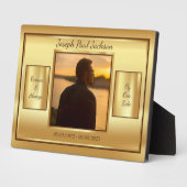 Plaque Photo Mémorial photo sur table dorée (Côté)