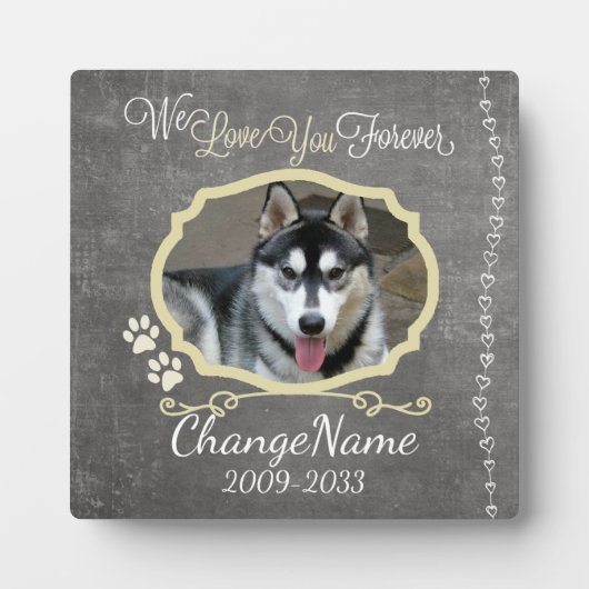 Plaque Photo Mémorial pour chien à jamais (Devant)