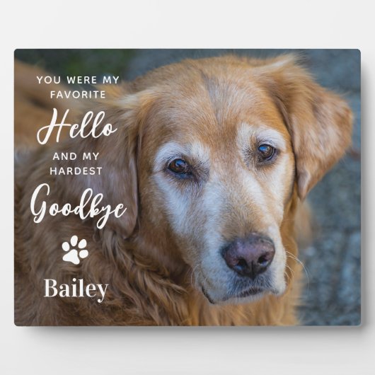 Plaque Photo Mémorial pour chien de compagnie - Salut préféré,  (Devant)