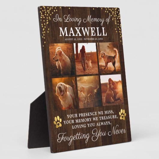 Plaque Photo Mémorial rustique en bois pour chien (Côté)