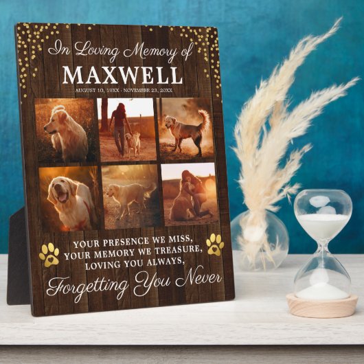 Plaque Photo Mémorial rustique en bois pour chien (Côté)