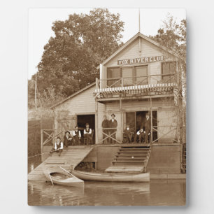 Plaque Photo Men Club Fox River Club 1880 Fishing Elgin