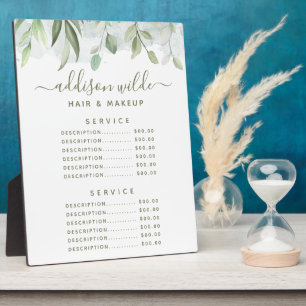 Plaque Photo Menu de prix de verdure aquarelle rustique