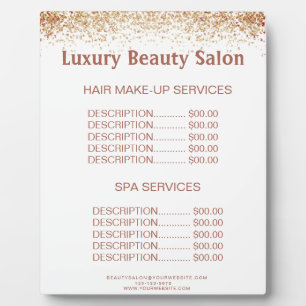Plaque Photo Menu de prix du salon SPA de maquillage des cheveu