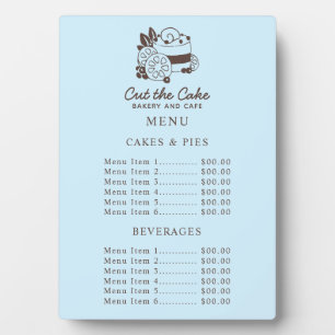 Plaque Photo Menu des prix de la boulangerie au logo de gâteau 
