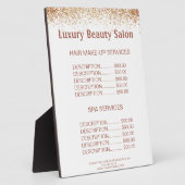 Plaque Photo Menu du prix du SPA de maquillage de cheveux brun (Côté)