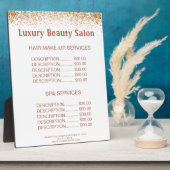 Plaque Photo Menu du prix du SPA de maquillage de cheveux brun (Côté)