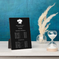 Menu du restaurant chapeau de chef noir et blanc P