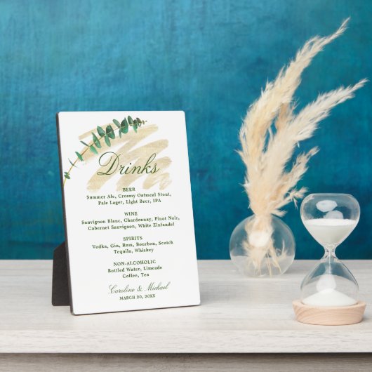 Plaque Photo Menu Eucalyptus, Emerald et Gold Dracks (Côté)