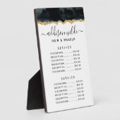 Plaque Photo Menu Prix Aquarelle Noir Et Or (Côté)