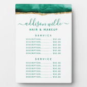 Plaque Photo Menu Prix Emerald Green Et Gold Watercolor (Devant)