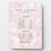 Plaque Photo Menu Prix Marbre Or Simple Rose (Devant)