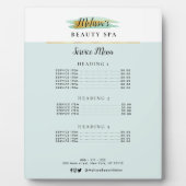 Plaque Photo menu spa tendance or bleu beauté (Devant)