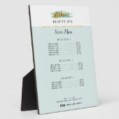 Plaque Photo menu spa tendance or bleu beauté (Côté)