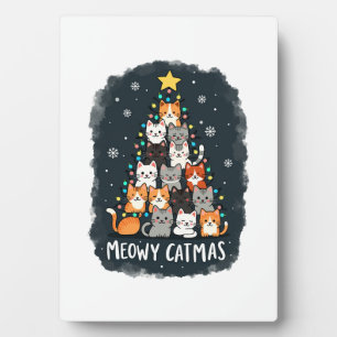 Plaque Photo Meowy Catmas Chat Noël Arbre de Noël Xmas Filles G