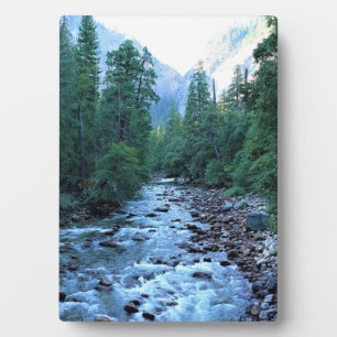 Plaque Photo Merced river by Happy Isles, Yosemite, CA