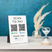 Plaque Photo Merci Cash App Venmo Scan pour payer le code QR bl (Côté)