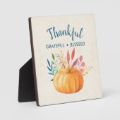 Plaque Photo Merci gracieux béni avec un Citrouille orange (Recto)